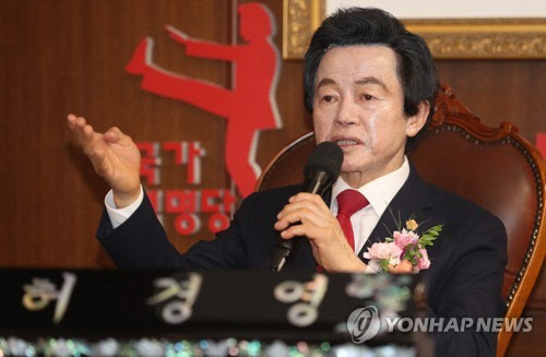 인사말하는 국가혁명당 허경영 명예대표. <연합뉴스>